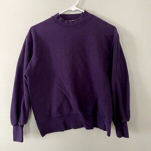 Lepsim purple crewneck sweater fleece casual comfortable top warm winter layer